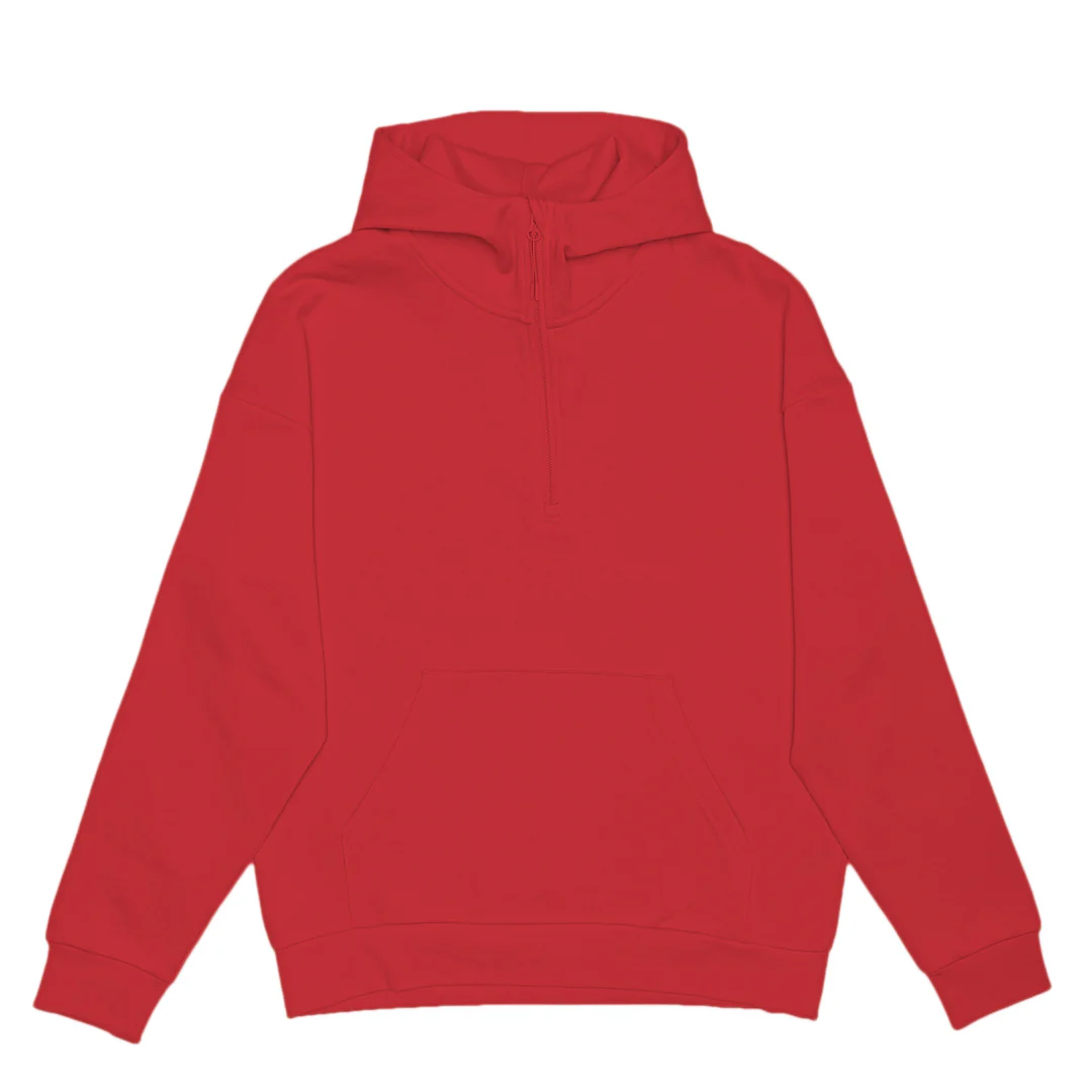 Unisex Drop Shoulder 1/2 Zip Hoodie-JHL - Color Image 1