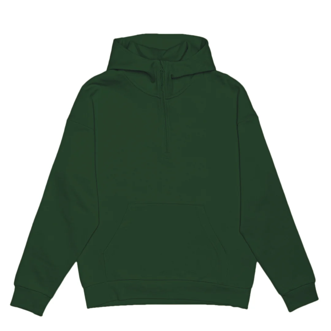 Unisex Drop Shoulder 1/2 Zip Hoodie-JHL - Color Image 1